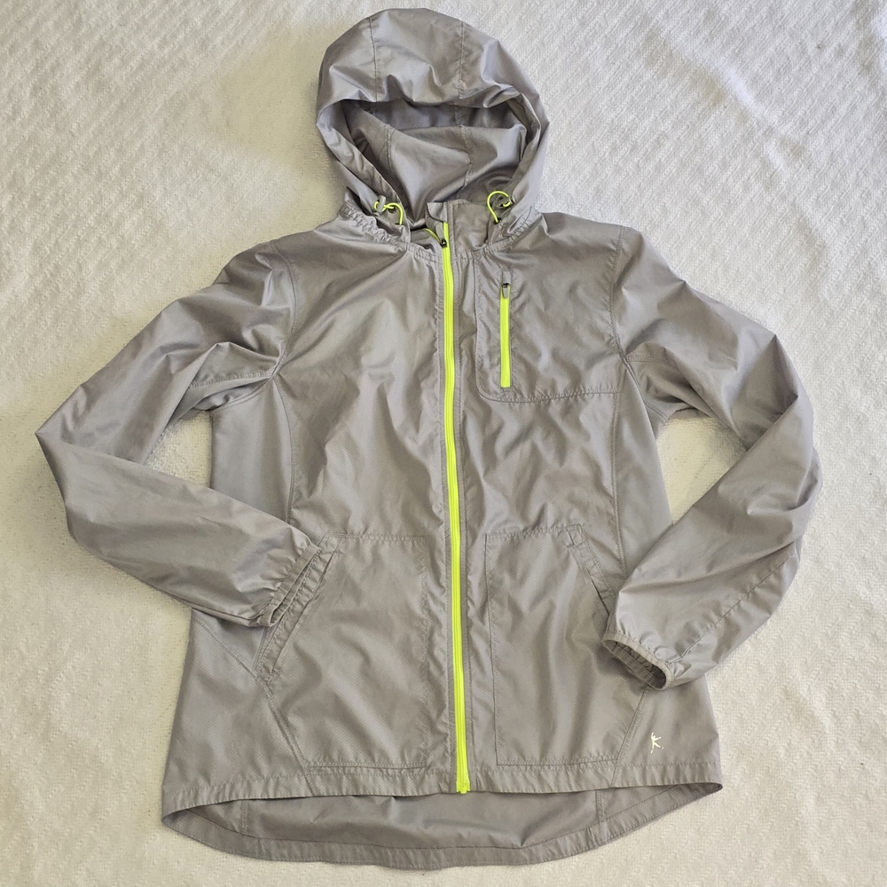 Danskin women's lightweight windbreaker jacket in gray neon yellow Size Medium